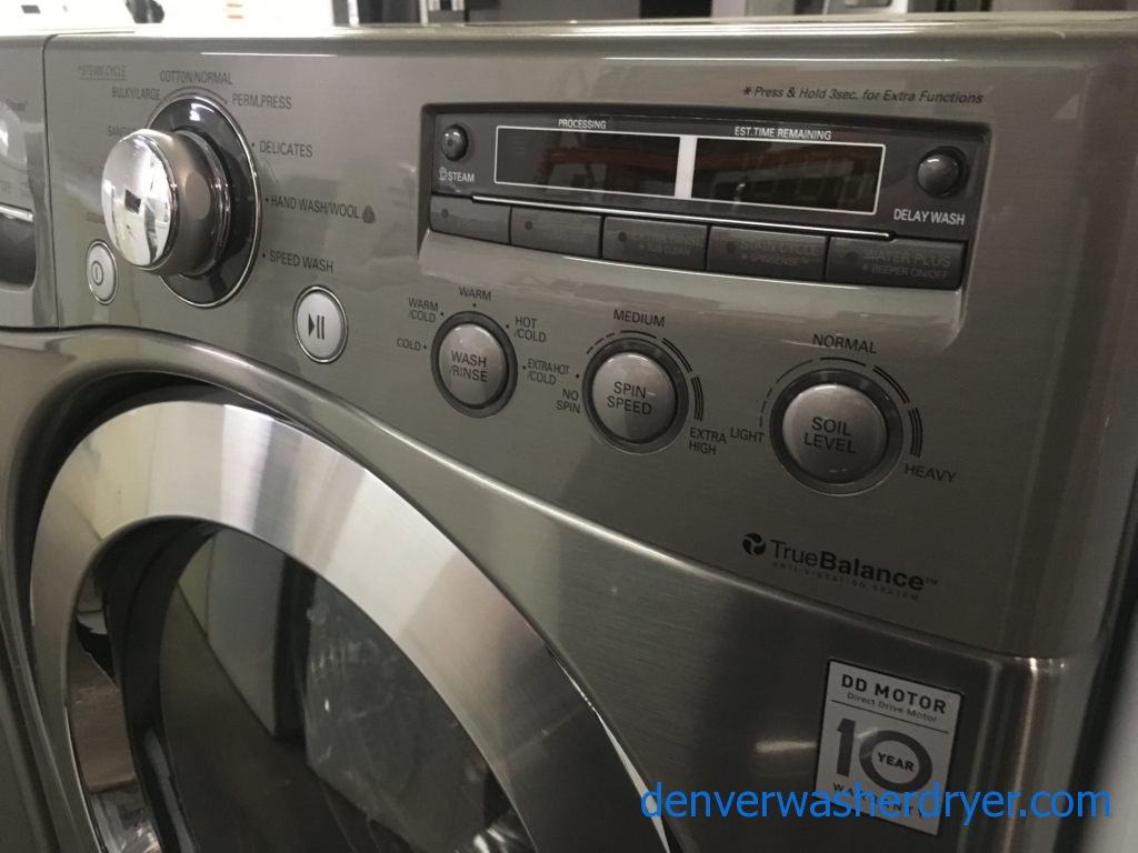 Lovely LG Front-Load Set, Graphite Steel, HE, GAS, Steam, Quality Refurbished, 1-Year Warranty!