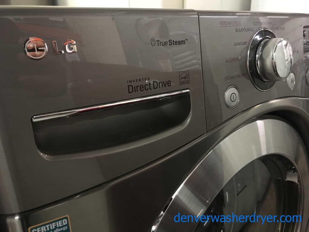 Lovely LG Front-Load Set, Graphite Steel, HE, GAS, Steam, Quality Refurbished, 1-Year Warranty!