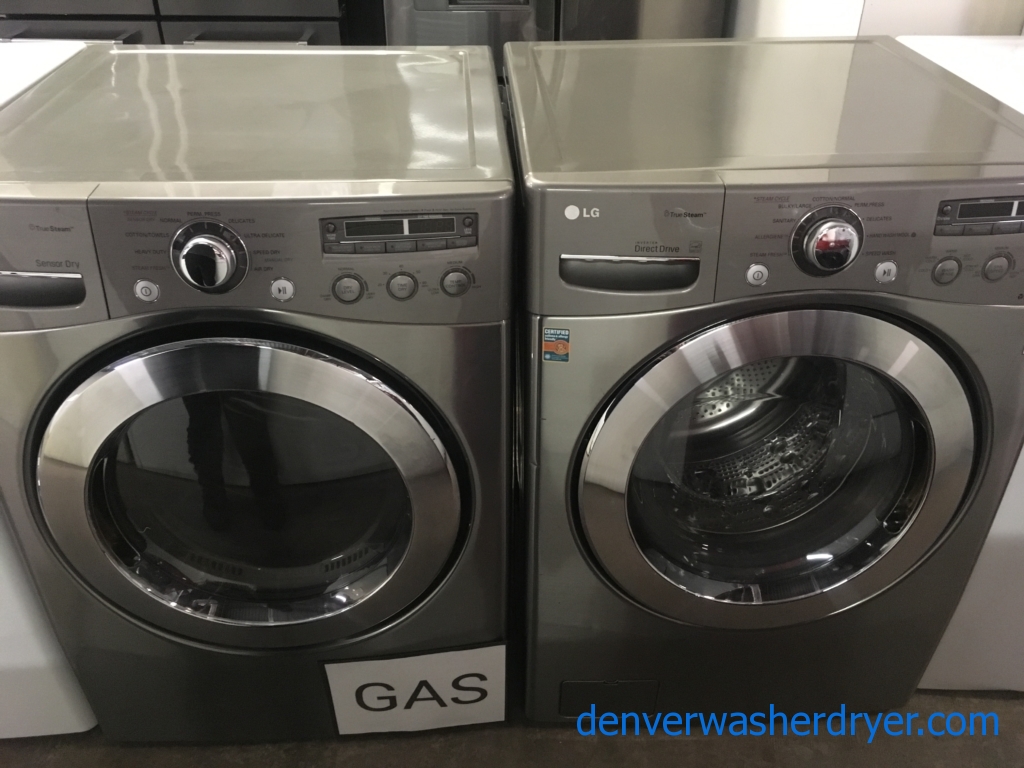 Lovely LG Front-Load Set, Graphite Steel, HE, GAS, Steam, Quality Refurbished, 1-Year Warranty!