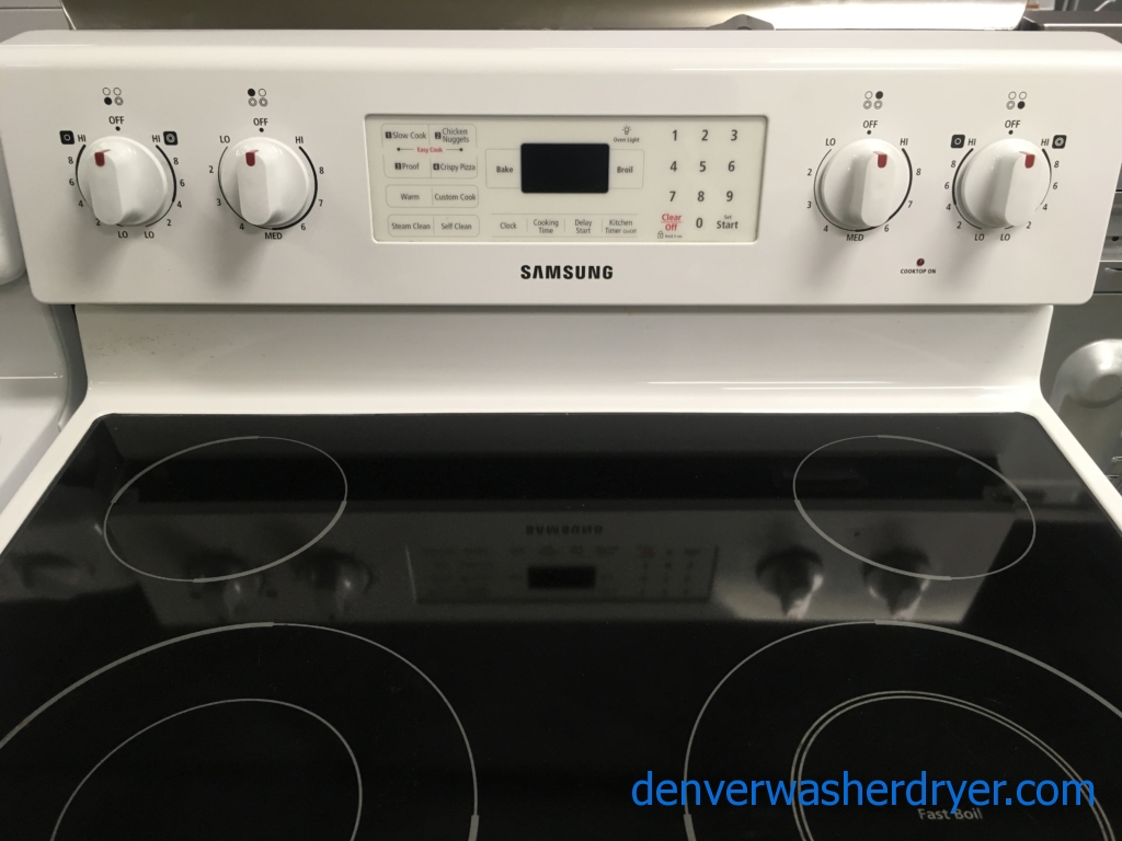 Awesome Samsung Glass-Top Range, White, 220V, Capacity 5.9 Cu.Ft., Quality Refurbished, 6-Month Warranty!