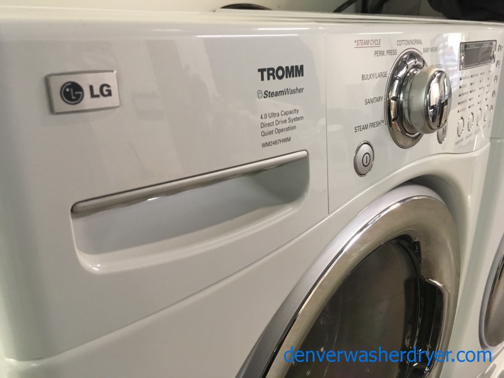 LG TROMM Front-Load Washer, Pedestals, White, Steam, Quality Refurbished, 1-Year Warranty!