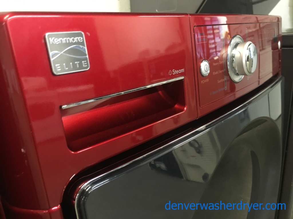 Kenmore ELITE Cherry Red Front-Load Set, Electric, HE, Energy-Star, Stackable, Quality Refurbished, 1-Year Warranty!