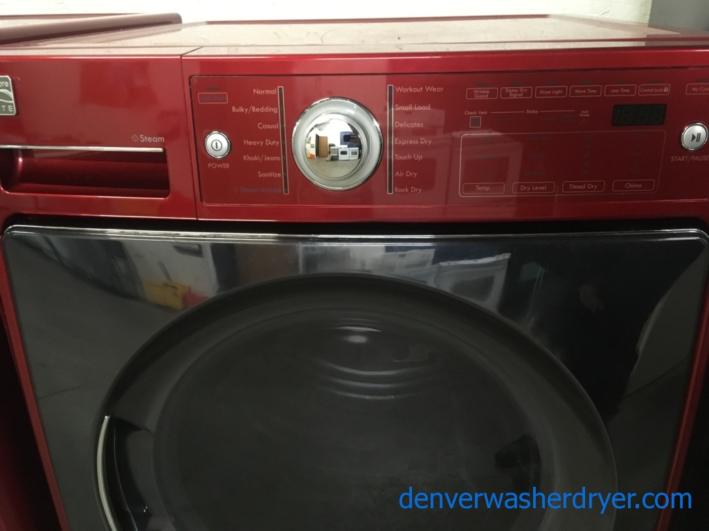 Kenmore ELITE Cherry Red Front-Load Set, Electric, HE, Energy-Star, Stackable, Quality Refurbished, 1-Year Warranty!