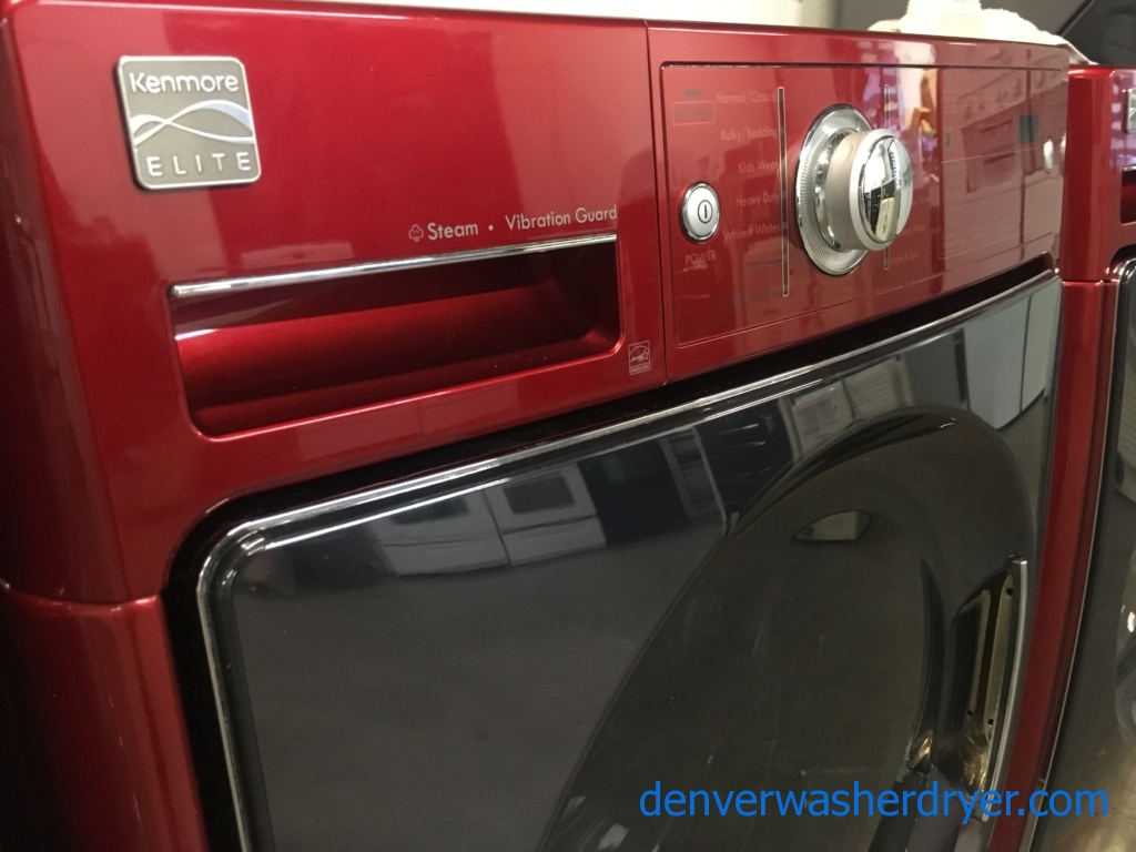 Kenmore ELITE Cherry Red Front-Load Set, Electric, HE, Energy-Star, Stackable, Quality Refurbished, 1-Year Warranty!