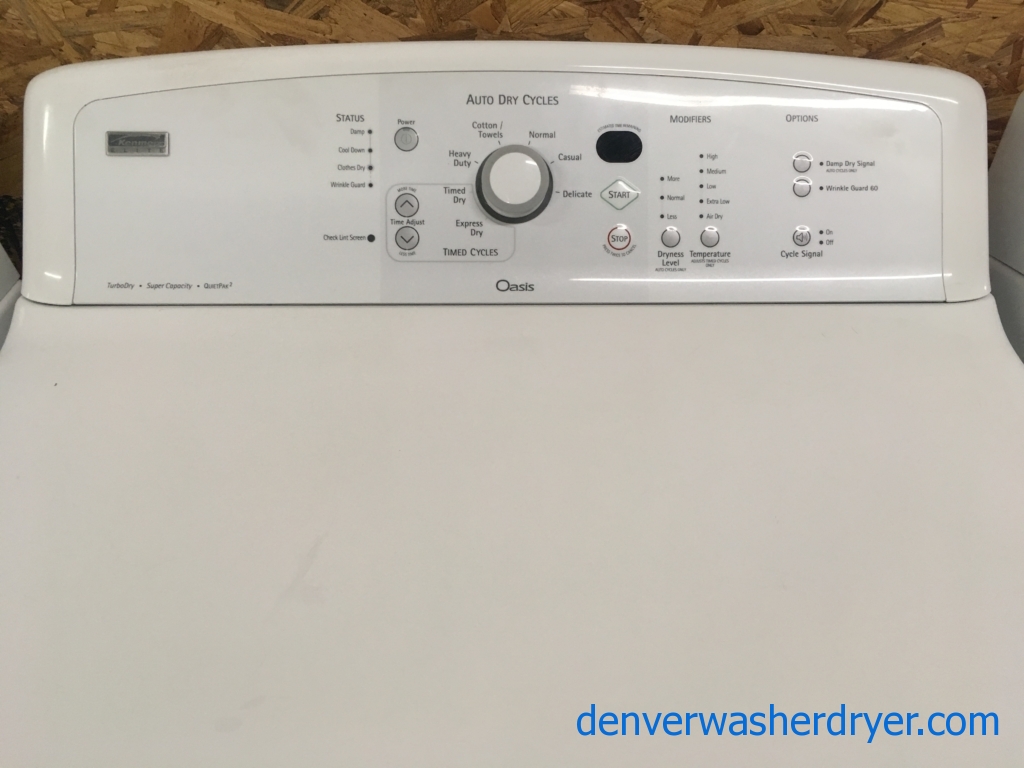 Mighty Kenmore ELITE Oasis Dryer, Capacity 7.3 Cu.Ft., 29″ Wide, 220V, Quality Refurbished, 1-Year Warranty!