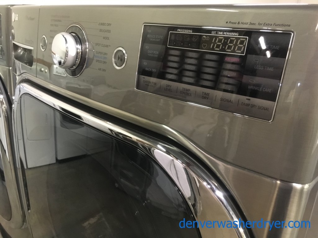 LG Graphite Steel Front-Load Set, w/ Pedestals, 220V, Steam, Quality Refurbished, 1-Year Warranty!