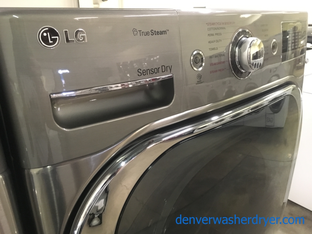 LG Graphite Steel Front-Load Set, w/ Pedestals, 220V, Steam, Quality Refurbished, 1-Year Warranty!