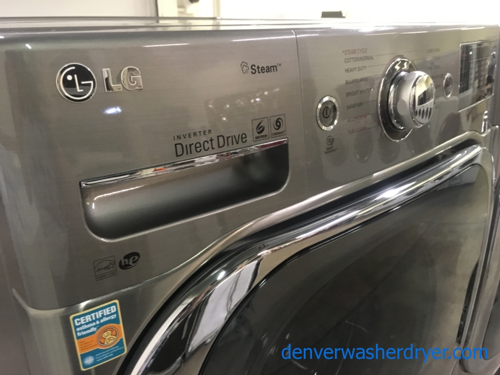 LG Graphite Steel Front-Load Set, w/ Pedestals, 220V, Steam, Quality Refurbished, 1-Year Warranty!