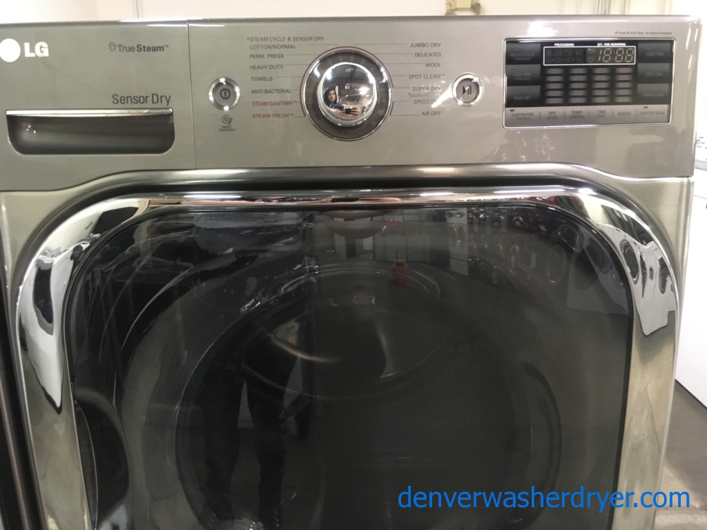 LG Graphite Steel Front-Load Set, w/ Pedestals, 220V, Steam, Quality Refurbished, 1-Year Warranty!