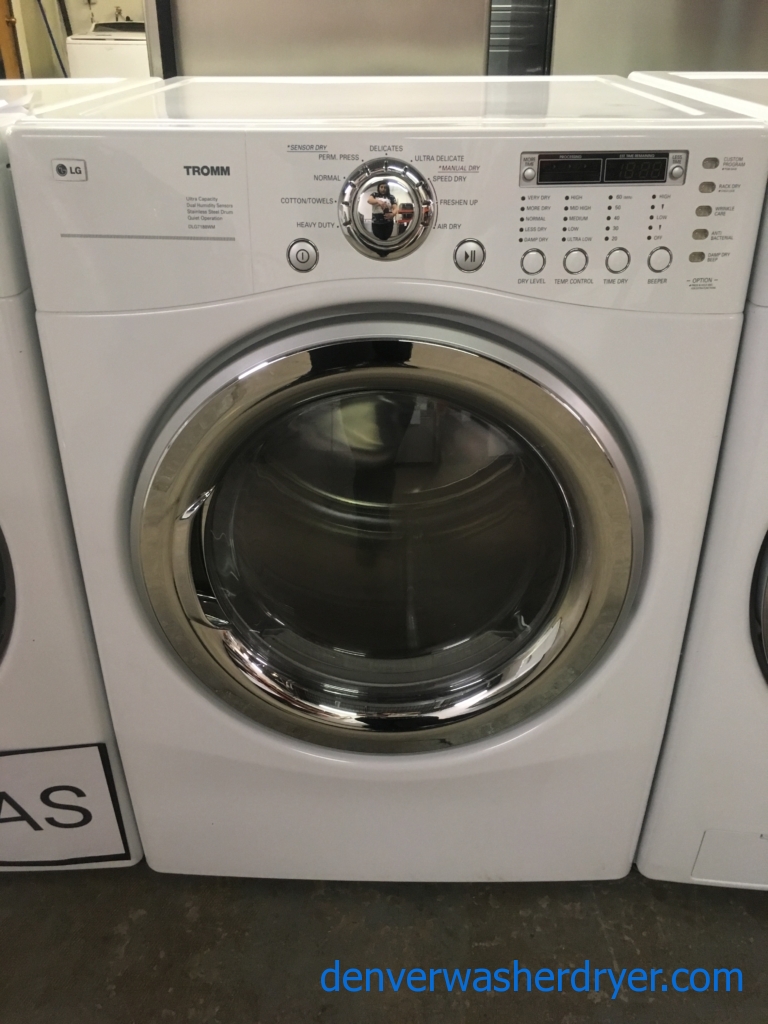 Front-Load LG TROMM Dryer, GAS, White, Ultra Capacity, Anti-Bacterial, Quality Refurbished, 1-Year Warranty!