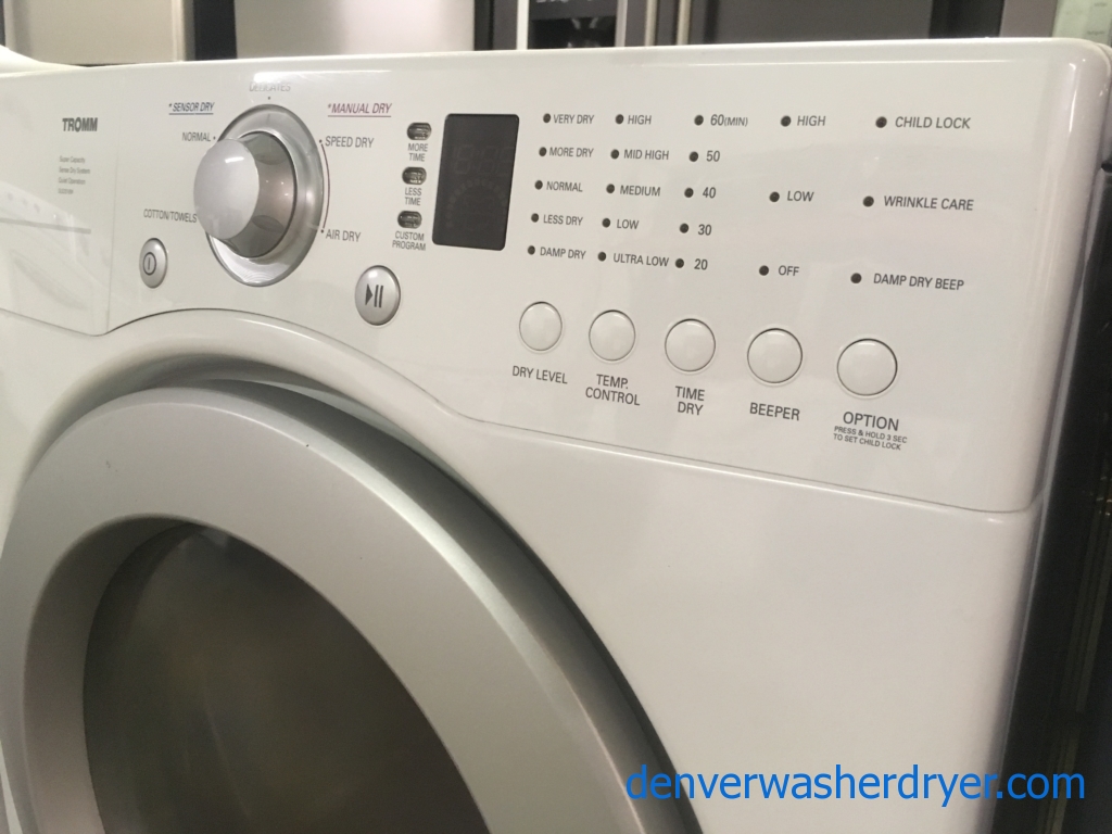 Front-Load LG TROMM Set, White, Super Capacity, 220V, Water Plus Option, Sense Dry, Quality Refurbished, 1-Year Warranty!