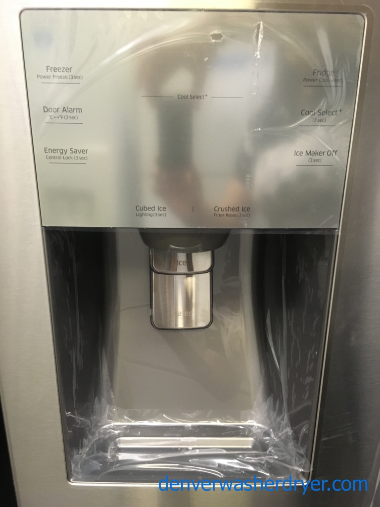 NEW!! Samsung French Refrigerator, Flawless, Counter Depth, 4 Door, Stainless, Samsung Slide In Gas Range, Stainless, Samsung Dishwasher Stainless Steel, Samsung Gallery Chef Stainless Steel Microwave,1-Year Warranty!