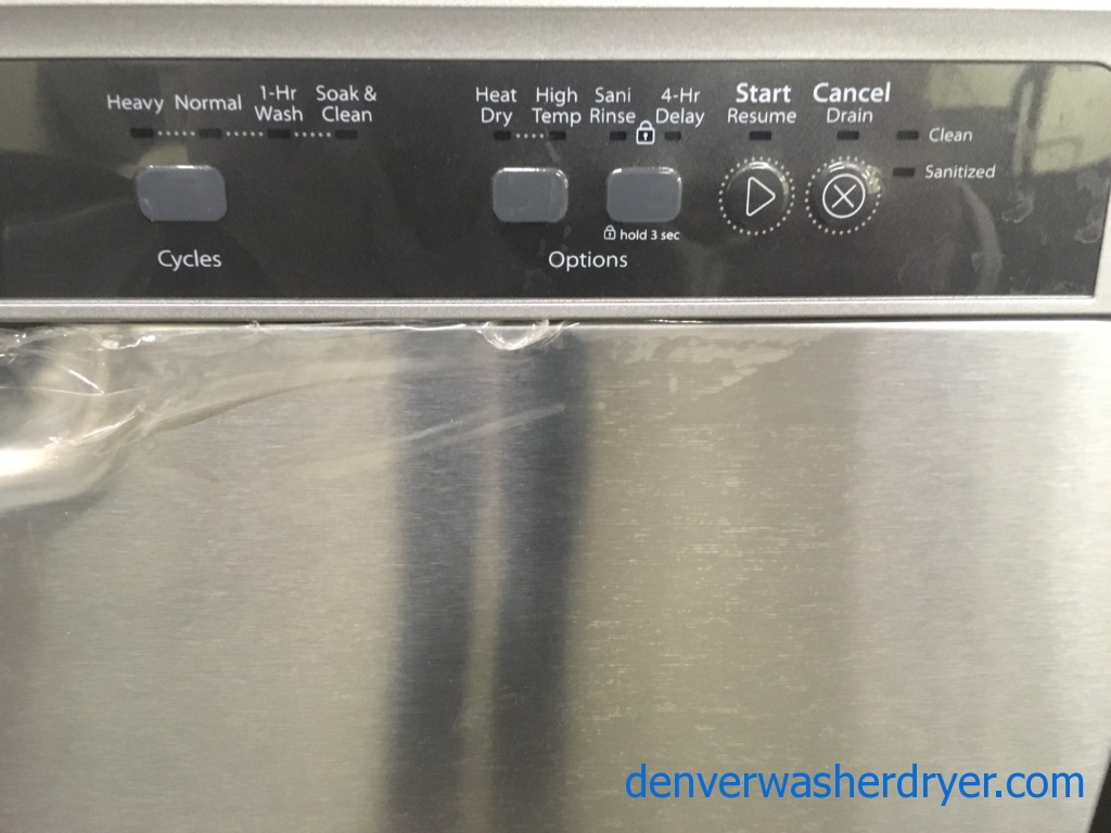 NEW!! Whirlpool Stainless Dishwasher, Plastic Tall Tub, Built-In, Sanitize Rinse Option, 30-Day Warranty