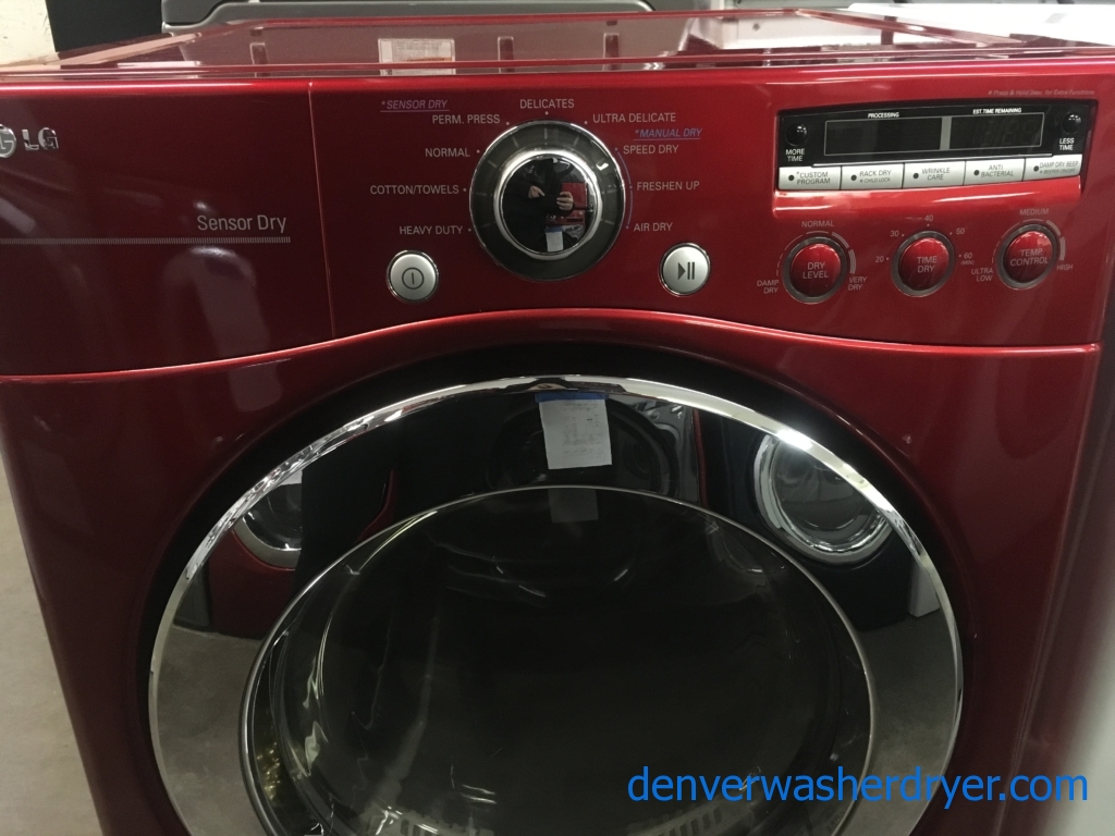 Large Images for LG Wild Cherry Red FrontLoad Dryer, 220V, Sanitary and Wrinkle Care Options