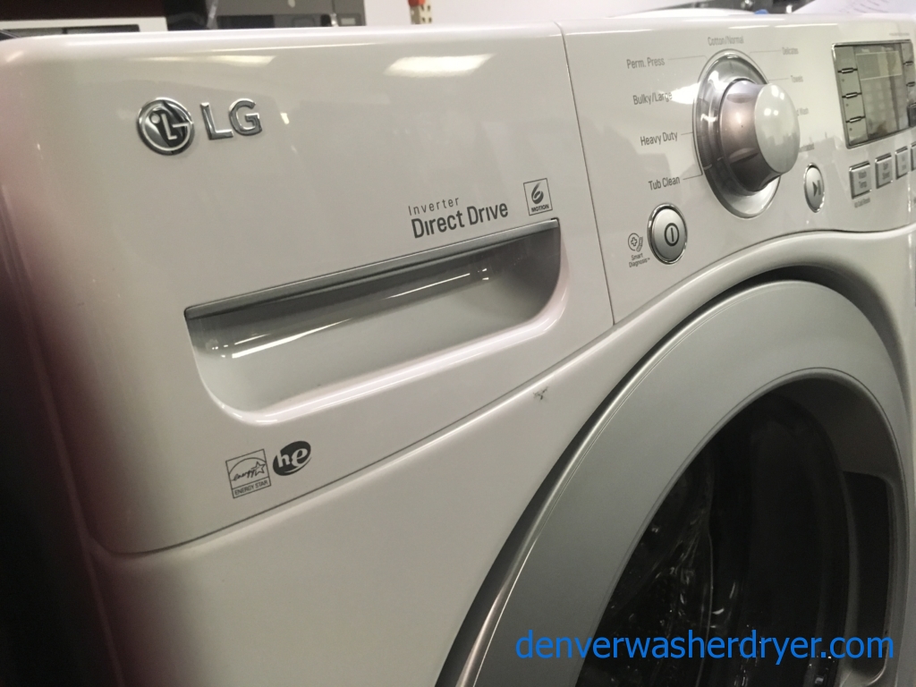 NEW! LG Washer, Direct Drive, White, HE, Fresh Care Feature, Energy-Star Rated, 27″ Wide, 1-Year Warranty!