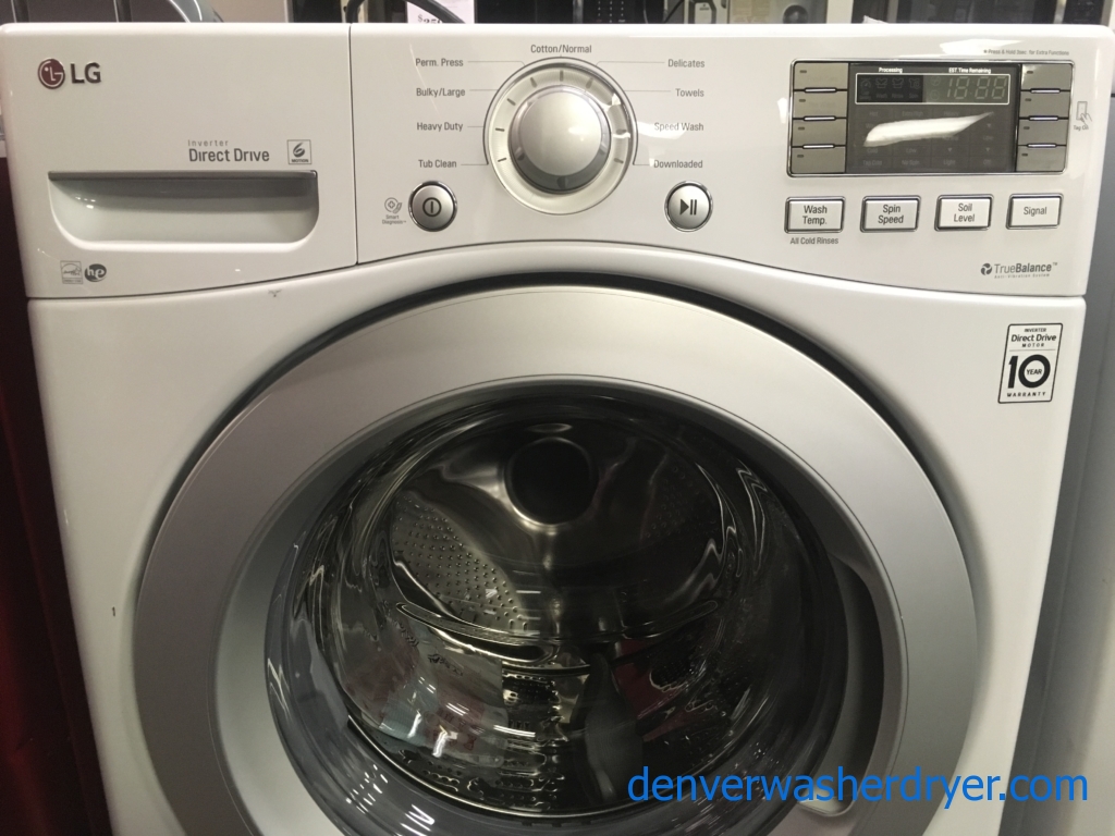 NEW! LG Washer, Direct Drive, White, HE, Fresh Care Feature, Energy-Star Rated, 27″ Wide, 1-Year Warranty!