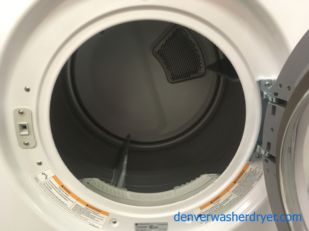 Great LG White Washer and Dryer Set, HE, Water Plus Option, 220V, Stackable, Sense Dry, Wrinkle Care, Quality Refurbished, 1-Year Warranty!