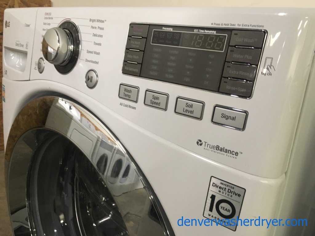 LG Steam Washer And Dryer Set , Front-Load, White, HE, Steam, Sanitary and Allergiene Cycles, Quality Refurbished, 1-Year Warranty!