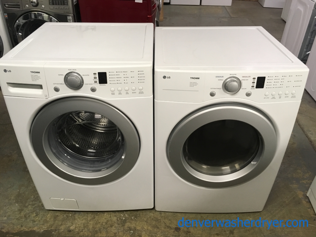 Front-Load LG TROMM Set, White, Super Capacity, 220V, Water Plus Option, Sense Dry, Quality Refurbished, 1-Year Warranty!