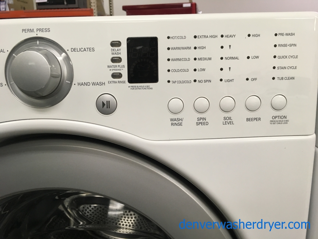 Front-Load LG TROMM Set, White, Super Capacity, 220V, Water Plus Option, Sense Dry, Quality Refurbished, 1-Year Warranty!