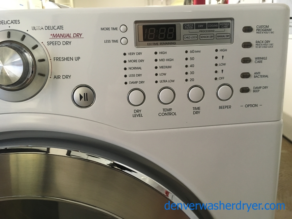 Lovely LG Set, White, HE, 220V, Stainless Drum, Anti-Bacterial and Wrinkle Care Feature, Sanitary Cycle, Quality Refurbished, 1-Year Warranty!