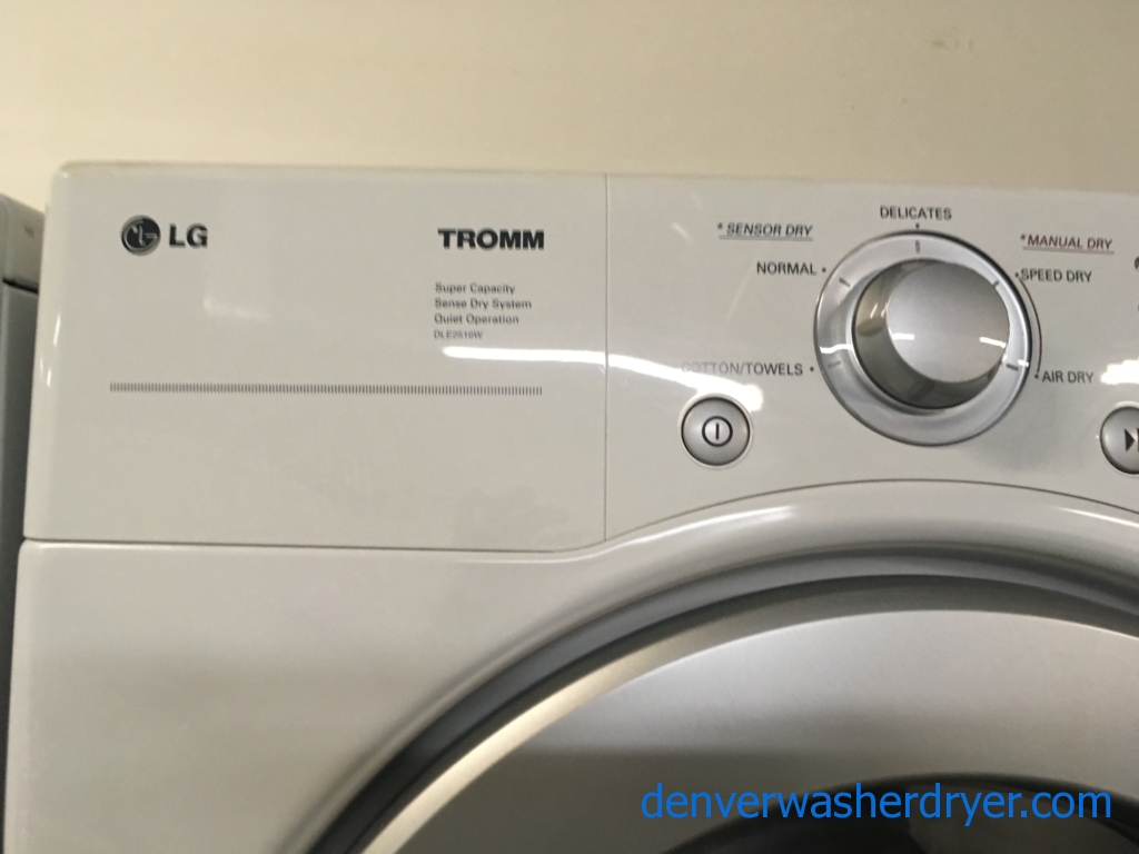 Great LG White Washer and Dryer Set, HE, Water Plus Option, 220V, Stackable, Sense Dry, Wrinkle Care, Quality Refurbished, 1-Year Warranty!