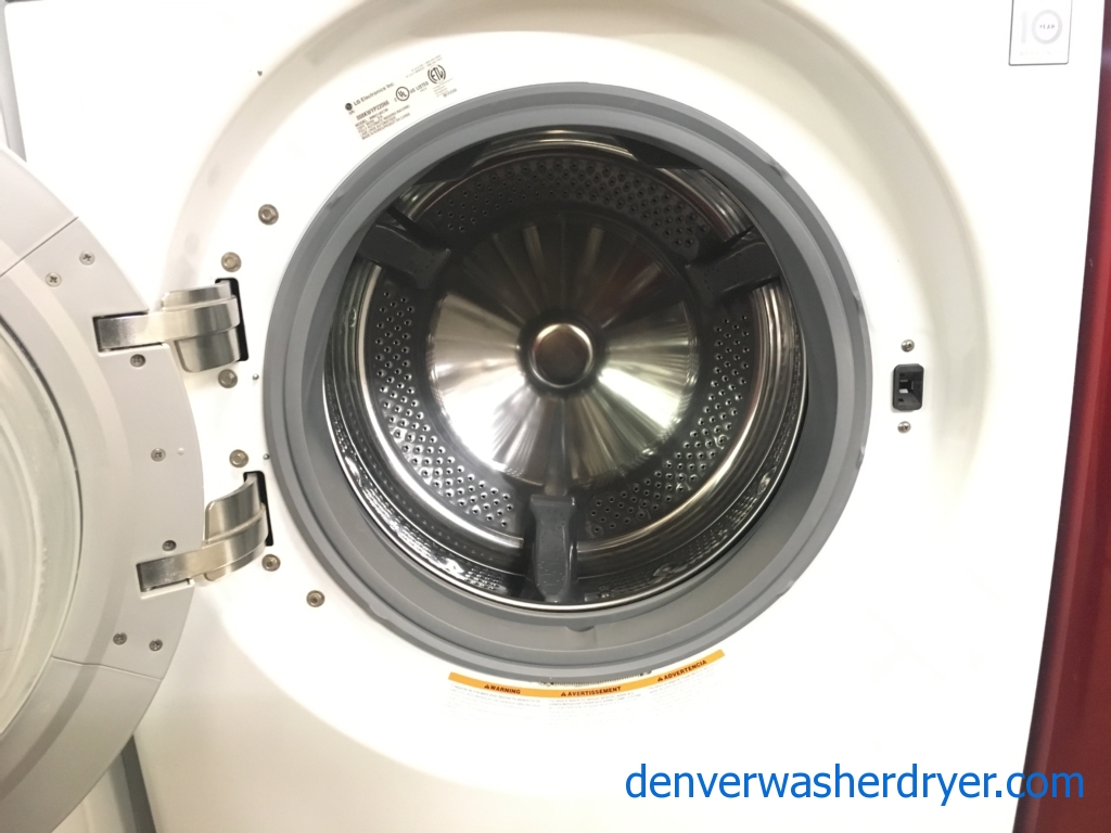 Stacked LG Washer and Dryer Set, HE, Tub Clean Cycle, Sensor Dry, White, Stackable, 220V, 27″ Wide, Capacity 7.1 Cu.Ft., Quality Refurbished, 1-Year Warranty!