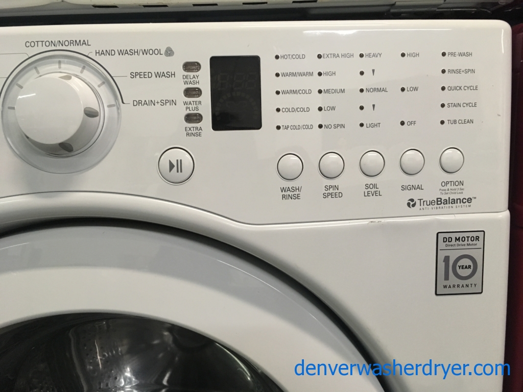 Stacked LG Washer and Dryer Set, HE, Tub Clean Cycle, Sensor Dry, White, Stackable, 220V, 27″ Wide, Capacity 7.1 Cu.Ft., Quality Refurbished, 1-Year Warranty!