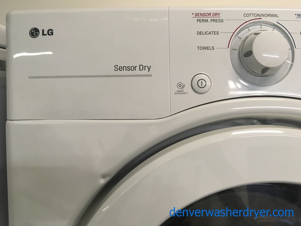 Stacked LG Washer and Dryer Set, HE, Tub Clean Cycle, Sensor Dry, White, Stackable, 220V, 27″ Wide, Capacity 7.1 Cu.Ft., Quality Refurbished, 1-Year Warranty!