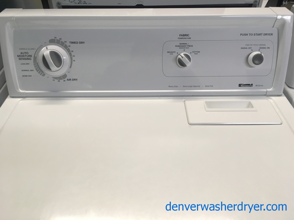 Kenmore 80 Series Set, Heavy-Duty, Electric, Agitator, Wrinkle Guard Option, 29″ Wide, Quality Refurbished, 1-Year Warranty!