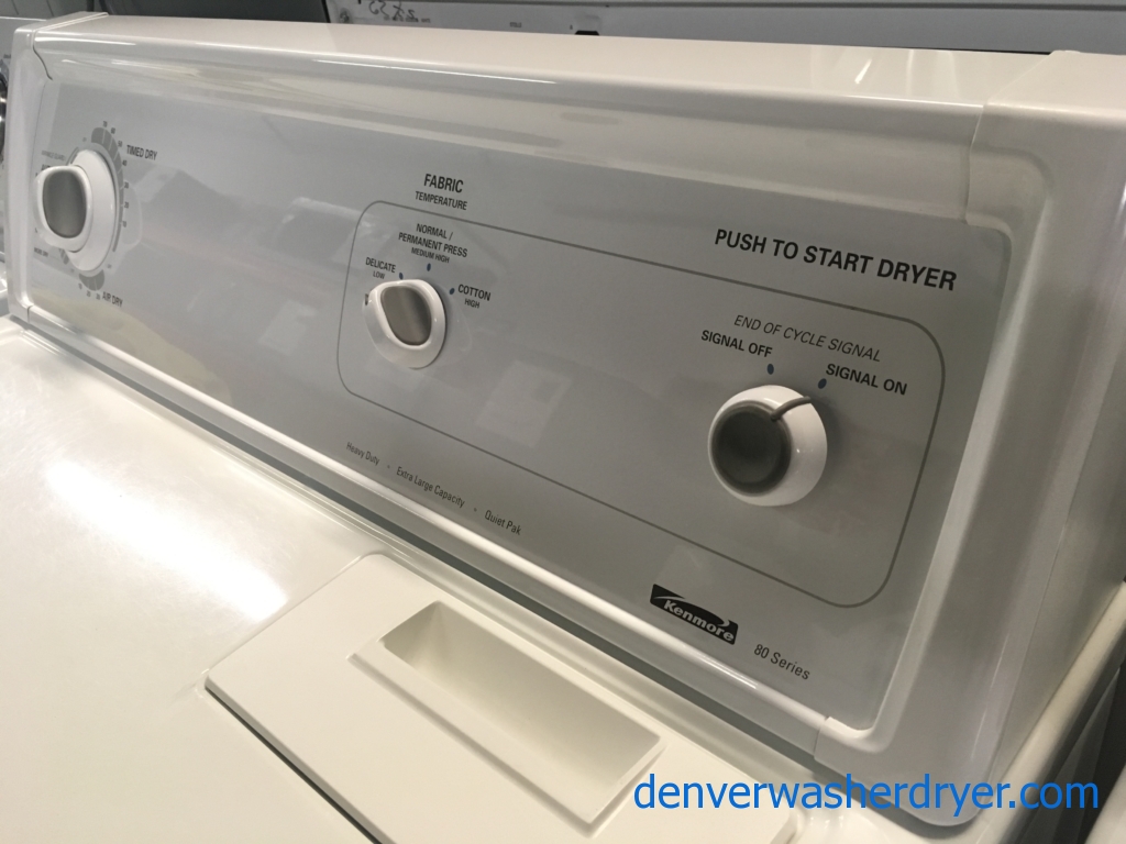 Kenmore 80 Series Set, Heavy-Duty, Electric, Agitator, Wrinkle Guard Option, 29″ Wide, Quality Refurbished, 1-Year Warranty!