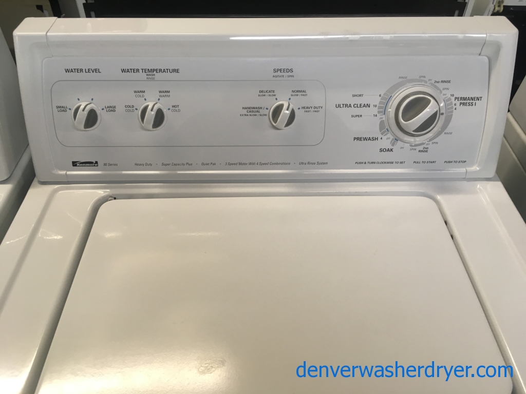 Kenmore 80 Series Set, Heavy-Duty, Electric, Agitator, Wrinkle Guard Option, 29″ Wide, Quality Refurbished, 1-Year Warranty!