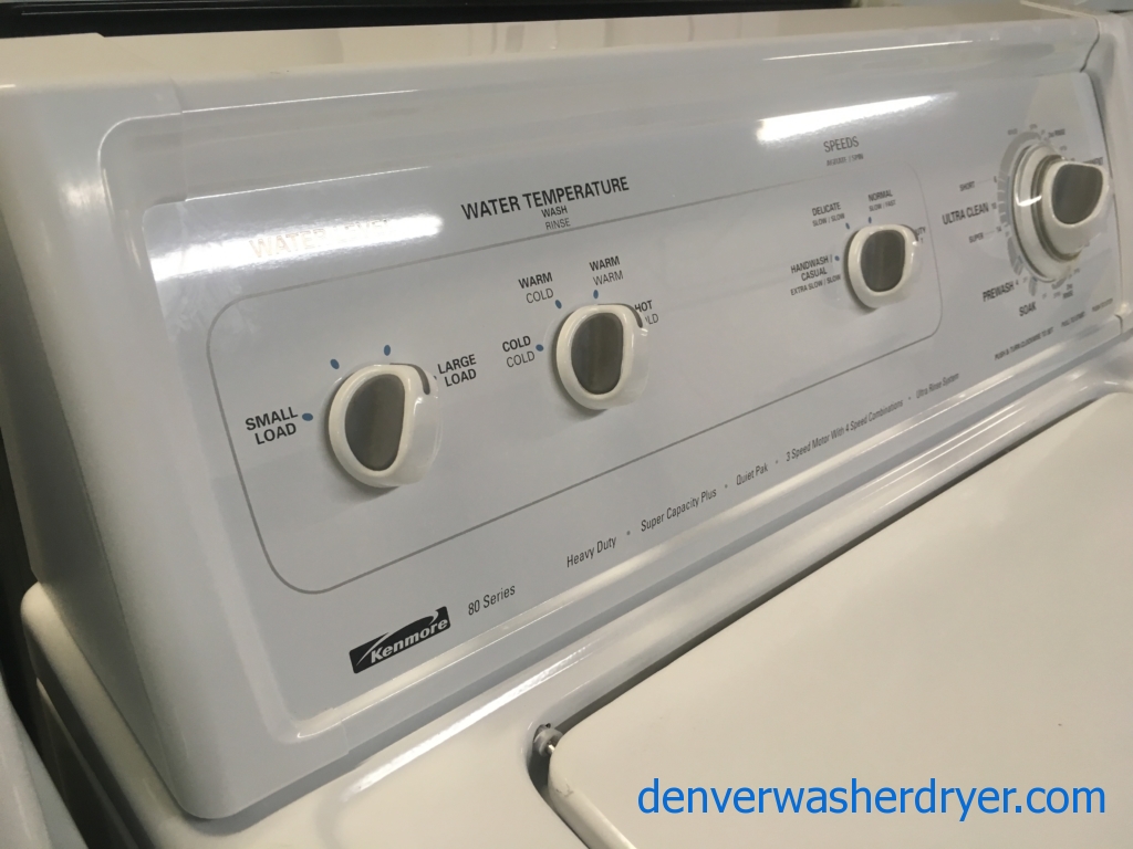Kenmore 80 Series Set, Heavy-Duty, Electric, Agitator, Wrinkle Guard Option, 29″ Wide, Quality Refurbished, 1-Year Warranty!