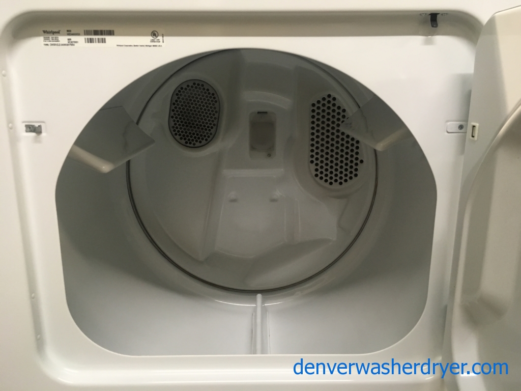 Superb Whirlpool Electric Set, 29″ Wide, Wrinkle Shield Feature, Agitator, Capacity 7.0 Cu.Ft., Quality Refurbished, 1-Year Warranty!