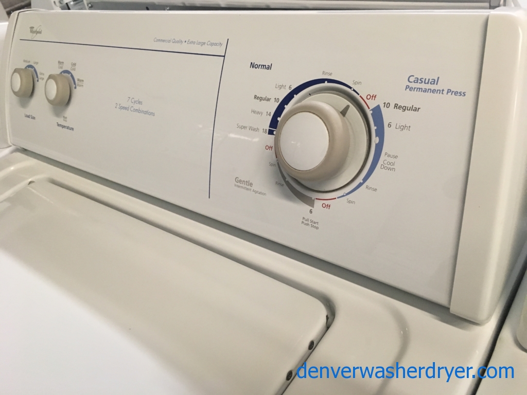 Great Whirlpool Washer, Commercial Quality, Agitator, XL Capacity, Direct Drive, Quality Refurbished, 30-Day Warranty