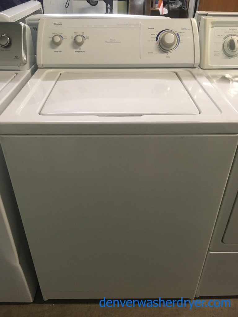 Great Whirlpool Washer, Commercial Quality, Agitator, XL Capacity, Direct Drive, Quality Refurbished, 30-Day Warranty