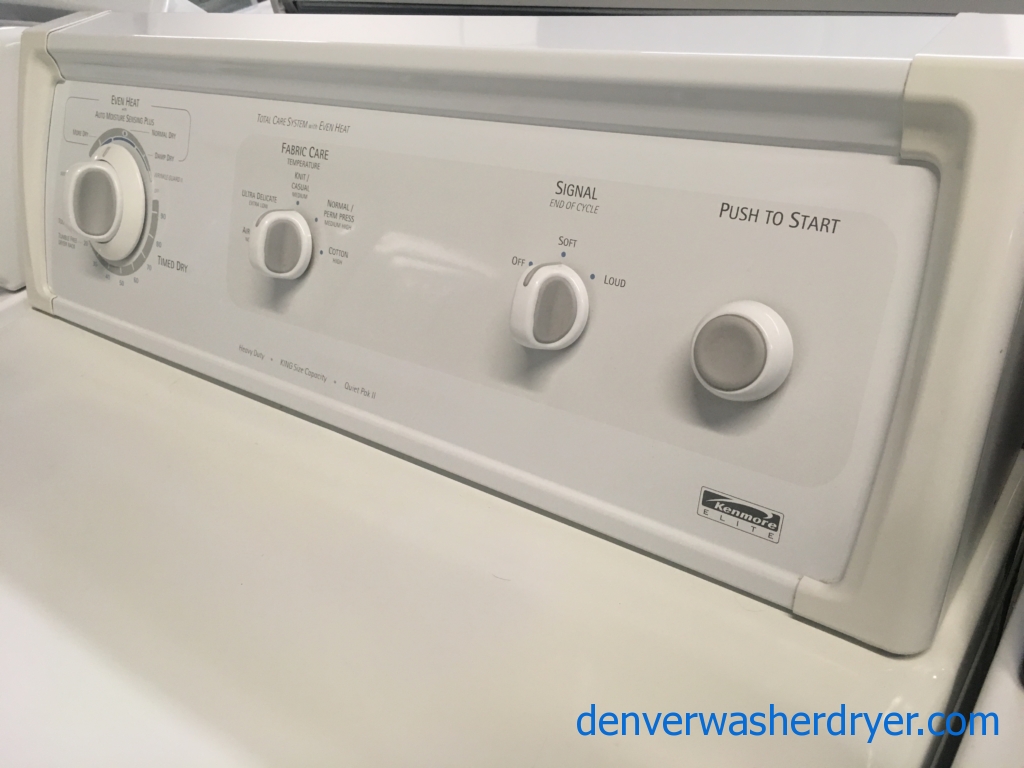 Great Heavy-Duty Kenmore ELITE Dryer, 27″ Wide, Electric, Wrinkle Guard Option, King Size Capacity, Quality Refurbished, 1-Year Warranty!