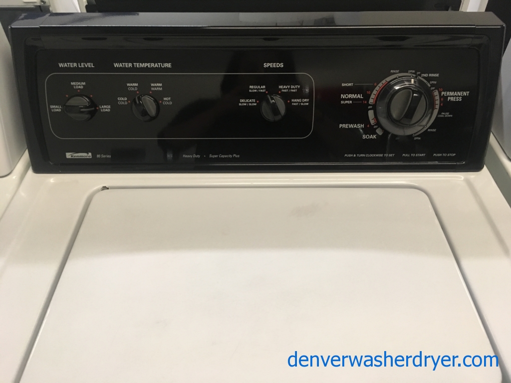RARE! Kenmore 80 Series Washer w/ Black Headboard, Agitator, Heavy-Duty, Quality Refurbished, 1-Year Warranty!