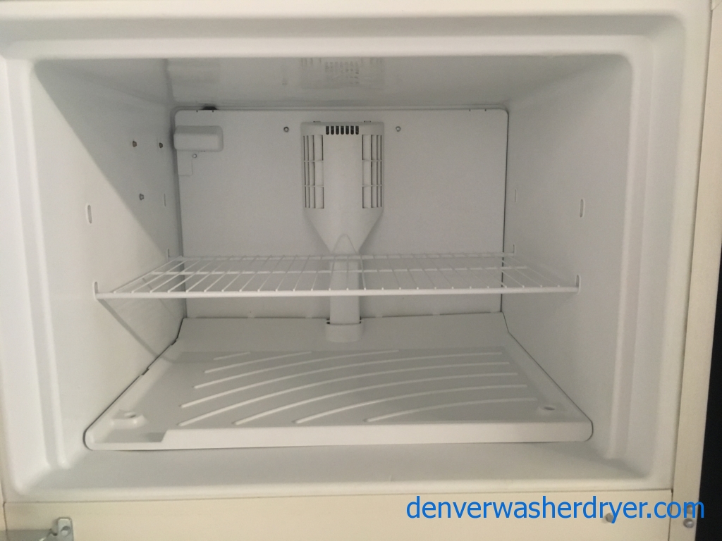 Great Whirlpool Bisque Refrigerator, Top-Mount, Capacity 18.0 Cu.Ft., Quality Refurbished, 1-Year Warranty!