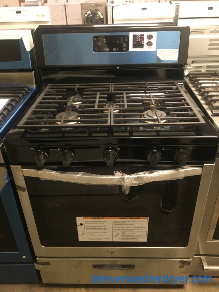 NEW!! Free-Standing Whirlpool Range, GAS, Stainless, 5 Burner, Under-Oven Broiler, 1-Year Warranty!