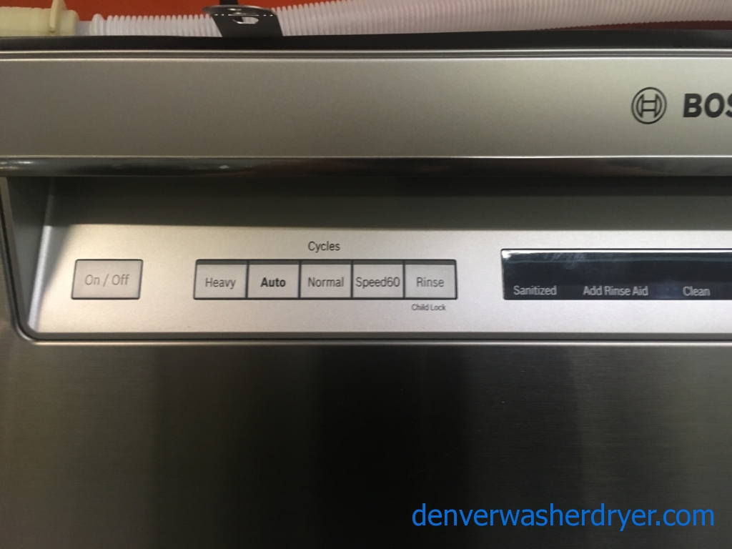 NEW!! Bosch Dishwasher, Built-In, Recessed Handle, Stainless, Sensor Wash, Sanitize, 3 Racks, 1-Year Warranty!
