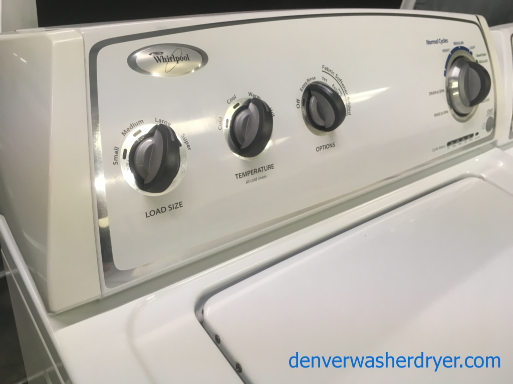 Superb Whirlpool Electric Set, 29″ Wide, Wrinkle Shield Feature, Agitator, Capacity 7.0 Cu.Ft., Quality Refurbished, 1-Year Warranty!