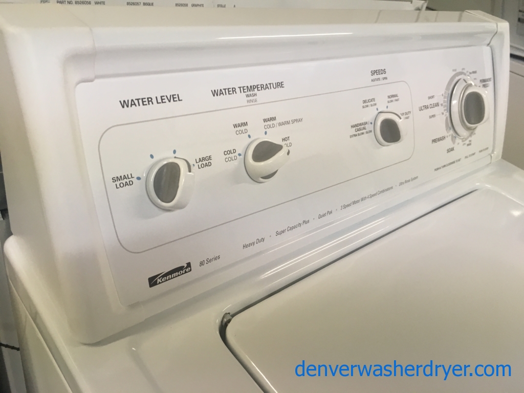 Kenmore 80 Series Washer, Agitator, Heavy-Duty, Adjust Speed, Capacity 3.2 Cu.Ft., Quality Refurbished, 1-Year Warranty!