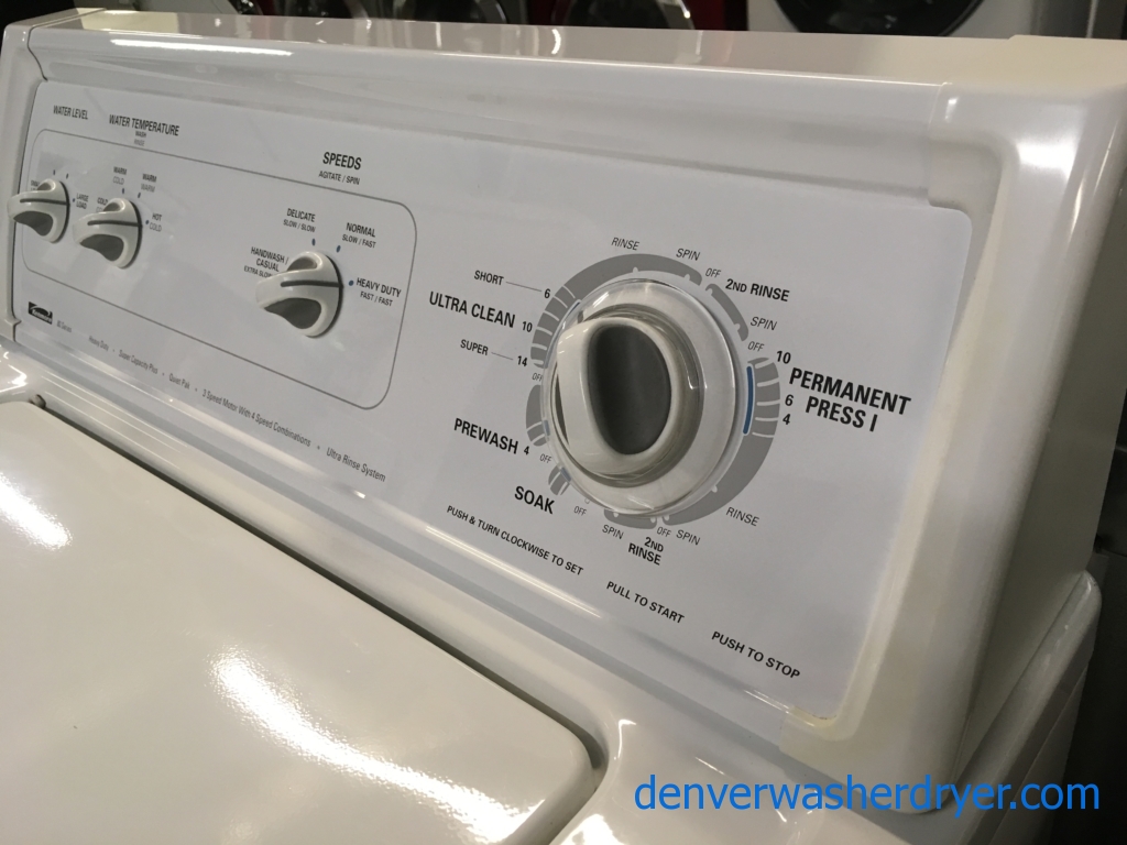 Nice Kenmore 80 Series Washer, Whirlpool Dryer, 220V, 29″ Wide, 1-Year Warranty!