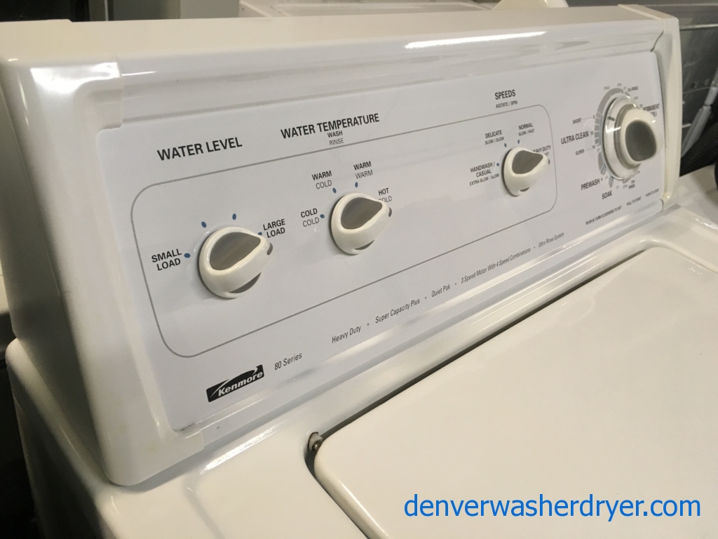 Nice Kenmore 80 Series Washer, Whirlpool Dryer, 220V, 29″ Wide, 1-Year Warranty!