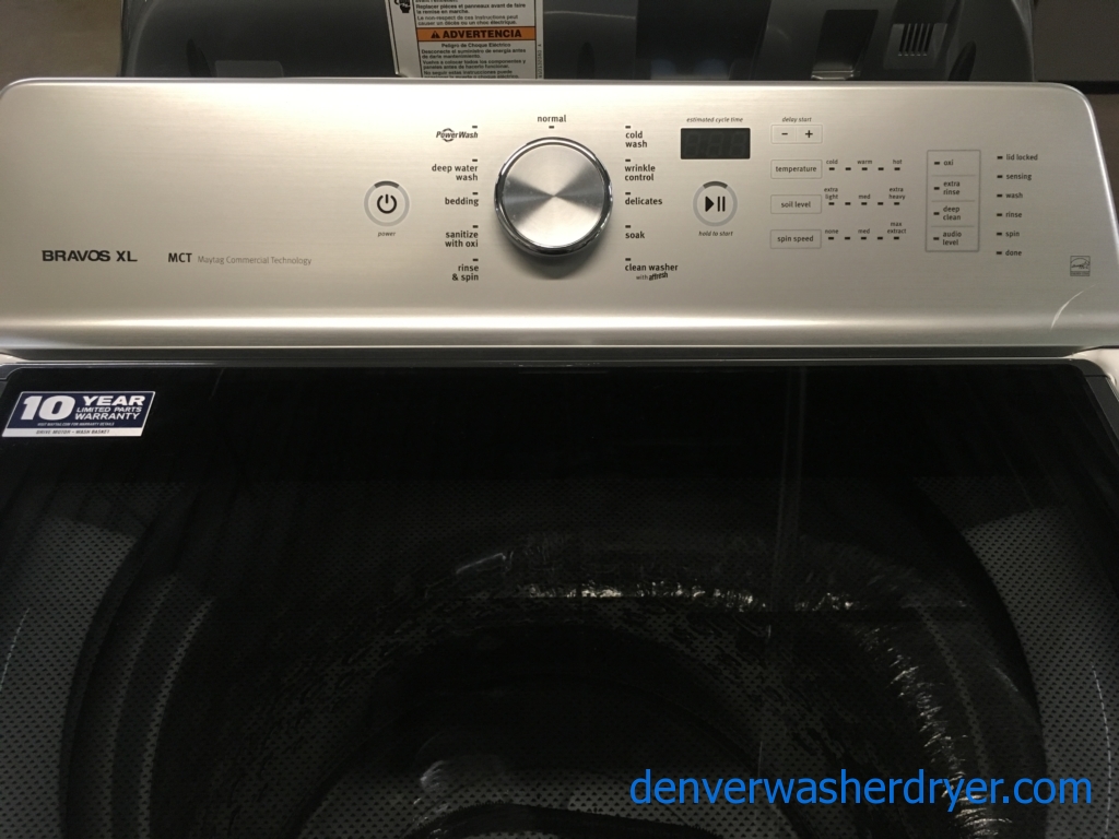 Awesome Maytag Bravos XL Washer, Glass Lid, HE, Sanitize Cycle, Wash-Plate Style, Quality Refurbished, 1-Year Warranty!