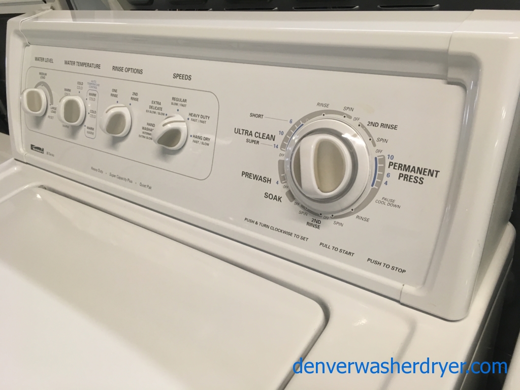 Awesome Kenmore 90 Series Washer and Dryer, Agitator, 27″ Wide, 220V, Capacity 7.0 Cu.Ft., Quality Refurbished, 1-Year Warranty!