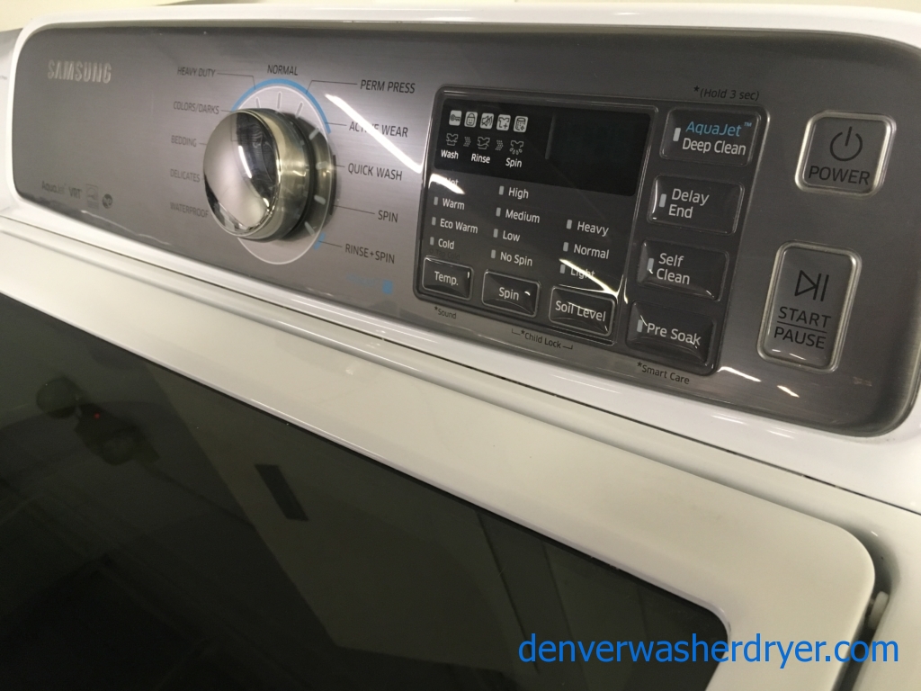 NEW!! Samsung AquaJet Washer, Deep Clean, Glass Lid, HE, Capacity 4.8 Cu.Ft., Wash-Plate, 1-Year Warranty!