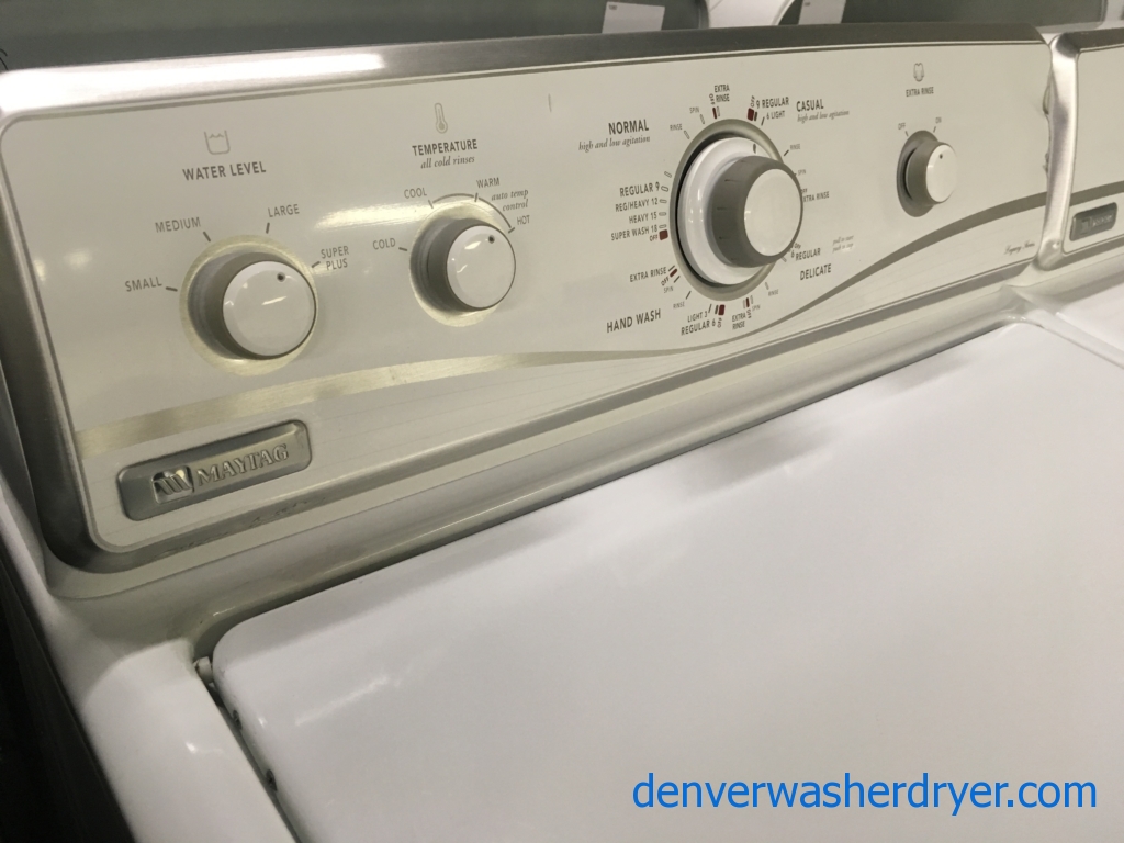 Maytag Legacy Series Set, Electric, Agitator, 29″ Wide, Capacity 7.0 Cu.Ft., Wrinkle Prevent, Quality Refurbished, 1-Year Warranty!