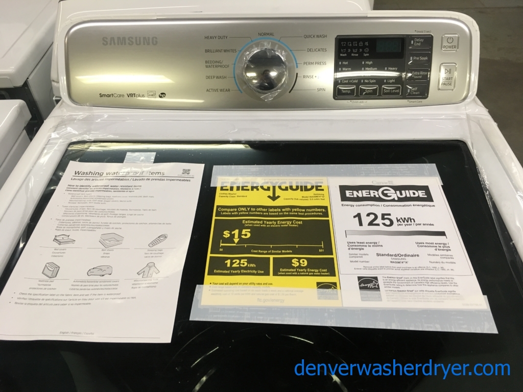 NEW!! Samsung SmartCare Washer, VRT Plus, Glass Lid, HE, Wash-Plate Style, Stainless Drum, Quality Refurbished, 1-Year Warranty!